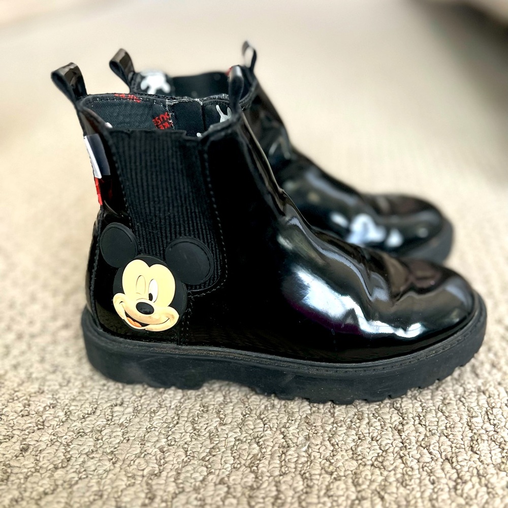 ZARA Girl's Mickey Mouse Disney Combat Boots Black/ EU 34 - US 2.5